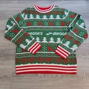 Vintage Brooks jumping reindeer holiday Christmas sweater womans M